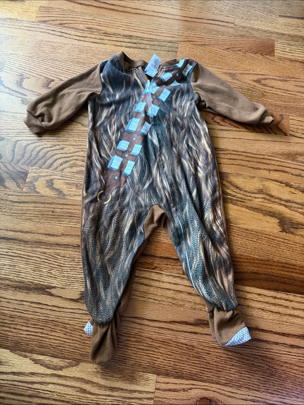 Chewbacca Inspired Brown Footed One-Piece Pajamas, size 18 months long sleeved
